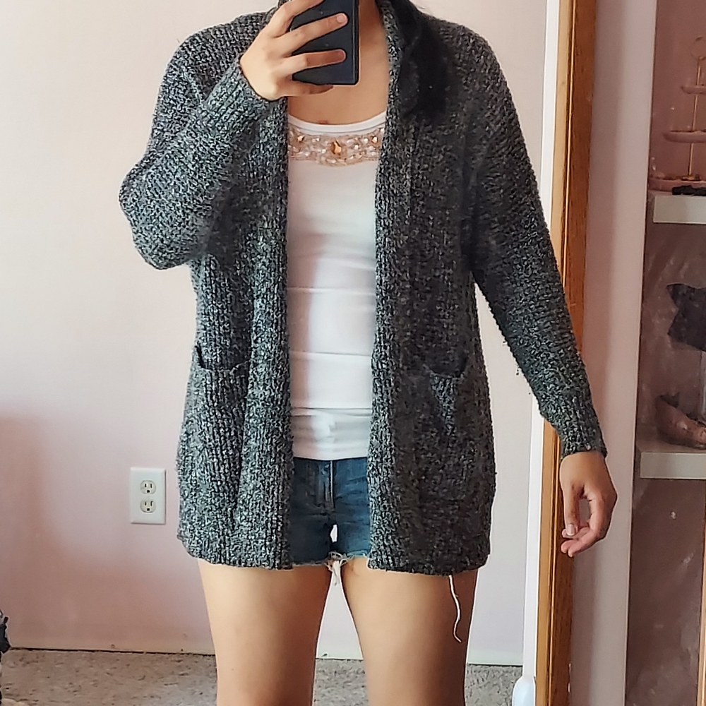 American Eagle bat sleeve melange marl cozy oversize waffle cardigan xxs